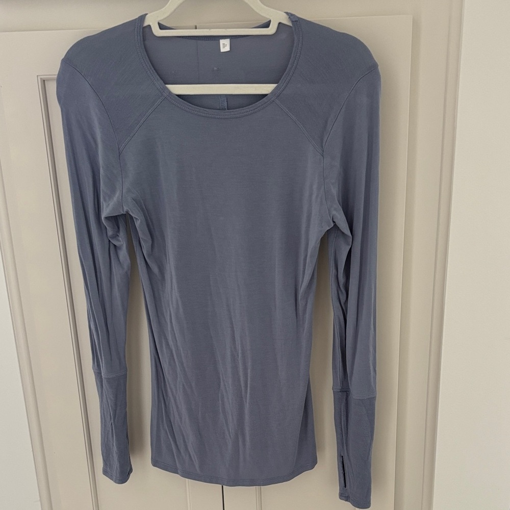 Target Women's Long Sleeve Scoop Neck Top - Slate Blue